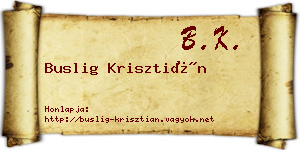 Buslig Krisztián névjegykártya
